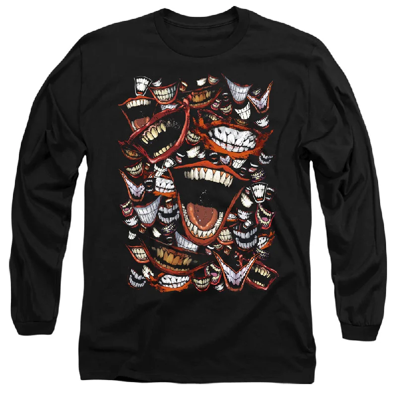 Bargain Blast Batman Long Sleeve T-Shirt Joker Laugh Repeat Black Tee