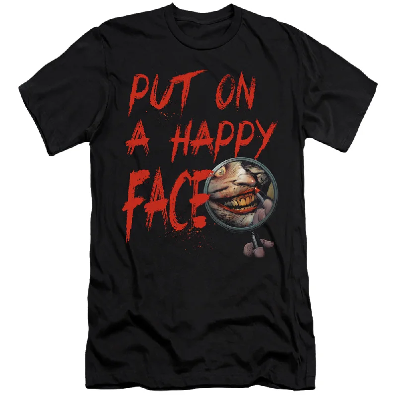 Don't Wait Batman Premium Canvas T-Shirt Happy Face Black Tee