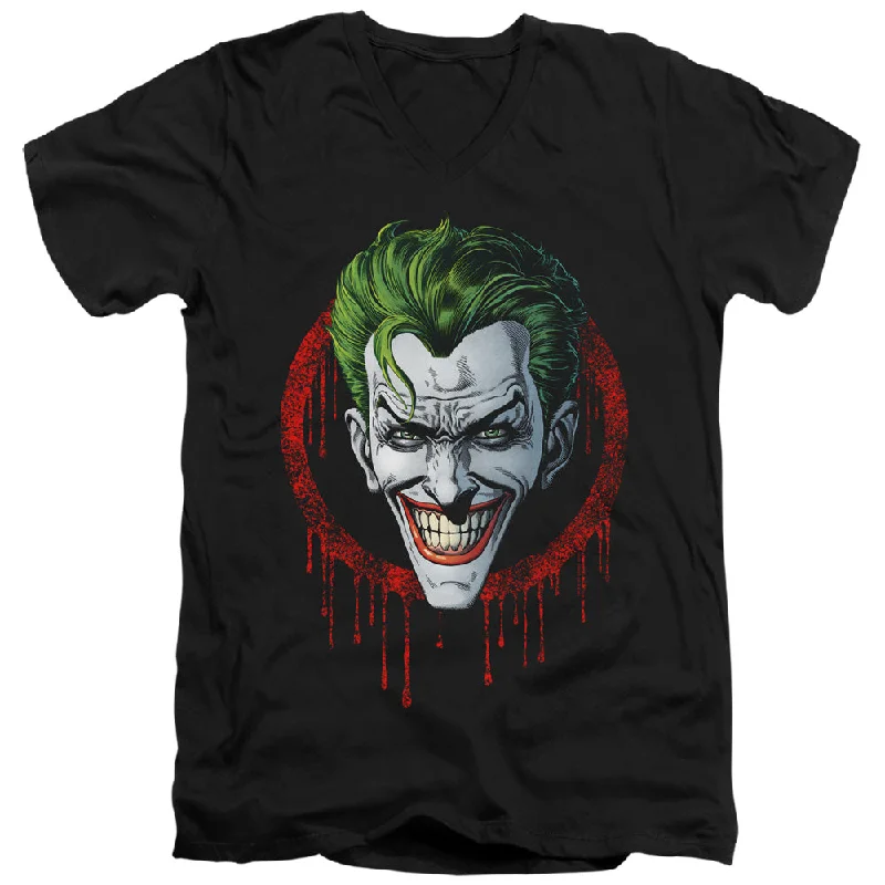 Online Only Batman Slim Fit V-Neck T-Shirt Joker Drip Black Tee