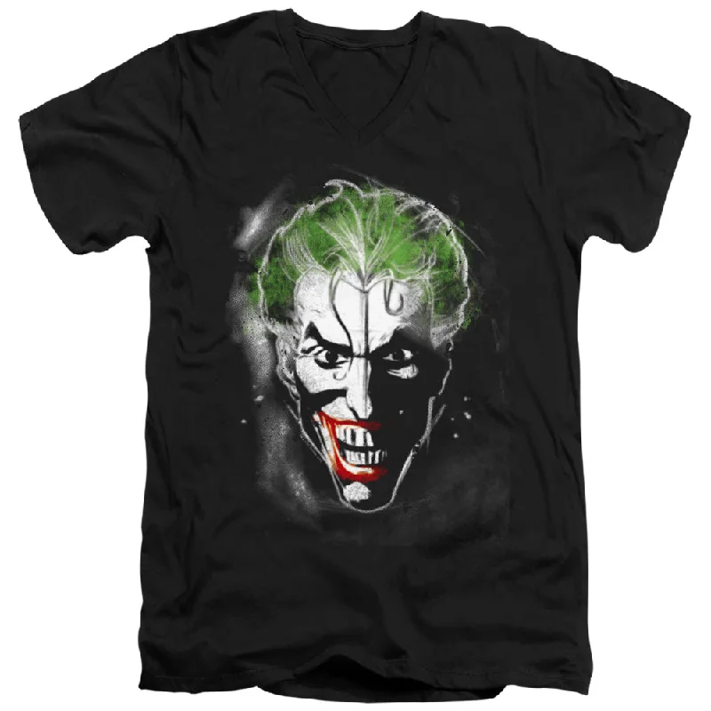 Limited Time Discount Batman Slim Fit V-Neck T-Shirt Joker Face Makeup Black Tee