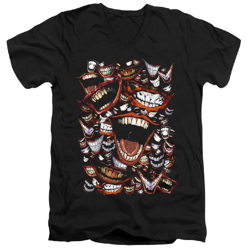 Savings Bonanza Batman Slim Fit V-Neck T-Shirt Joker Laugh Repeat Black Tee