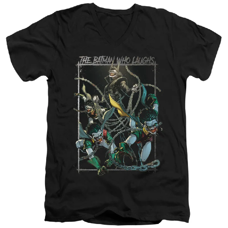 Savings Galore Batman Slim Fit V-Neck T-Shirt Who Laughs Black Tee