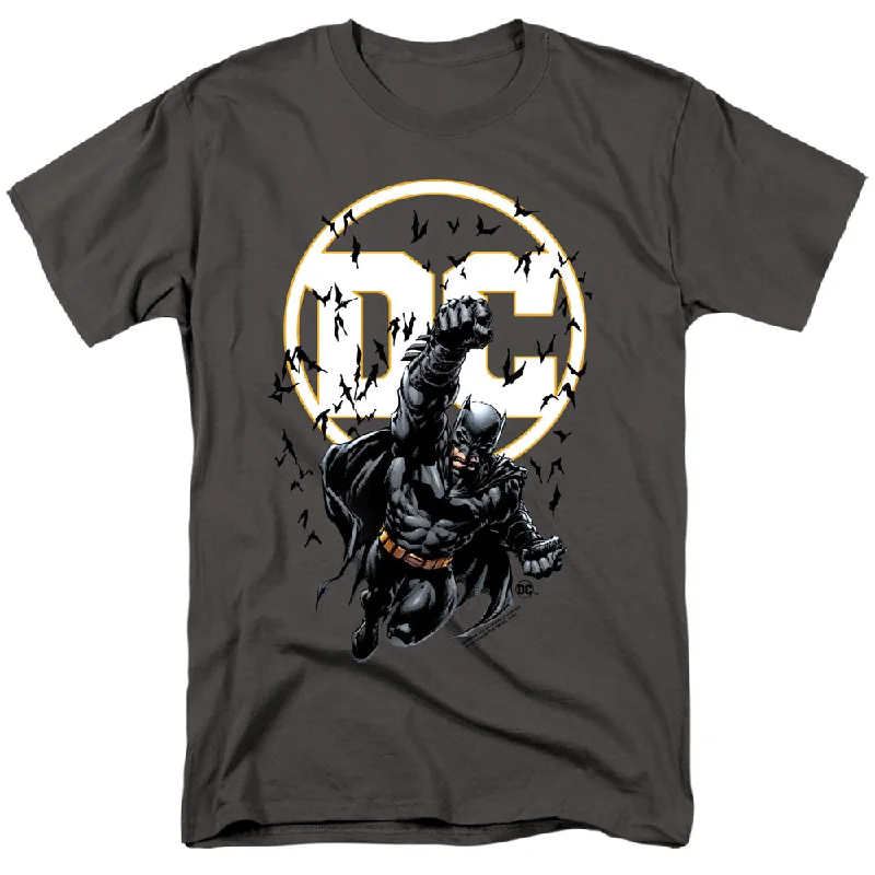 Unmissable Offer Batman T-Shirt DC Logo Bats Flying Charcoal Tee