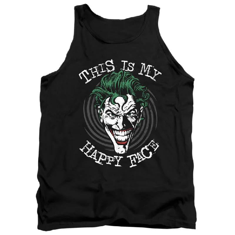 Clearance Sale Batman Tanktop Happy Face Spiral Black Tank