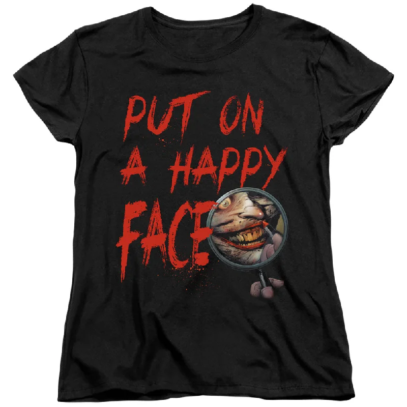 Crazy Deals Batman Womens T-Shirt Happy Face Black Tee