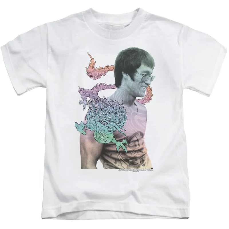 Don’t Miss Out Bruce Lee Boys T-Shirt Colorful Dragon Portrait White Tee