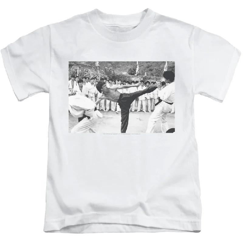 Mega Deal Bruce Lee Boys T-Shirt Kick to the Head Photo White Tee