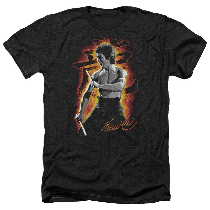 Limited Availability Bruce Lee Heather T-Shirt Fire Black Tee