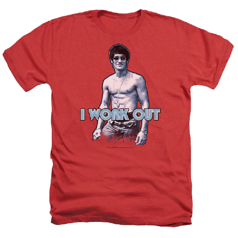 Instant Discount Bruce Lee Heather T-Shirt I Work Out Red Tee