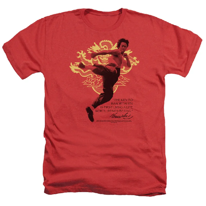 YEAR-End Sale Bruce Lee Heather T-Shirt Key to Immortality Red Tee