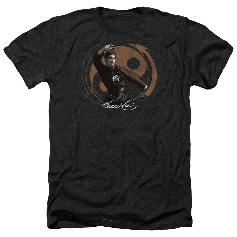 Deal Dash Bruce Lee Heather T-Shirt Yin Yang Black Tee