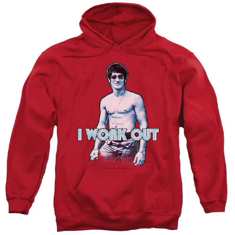 Markdowns Bruce Lee Hoodie I Work Out Red Hoody