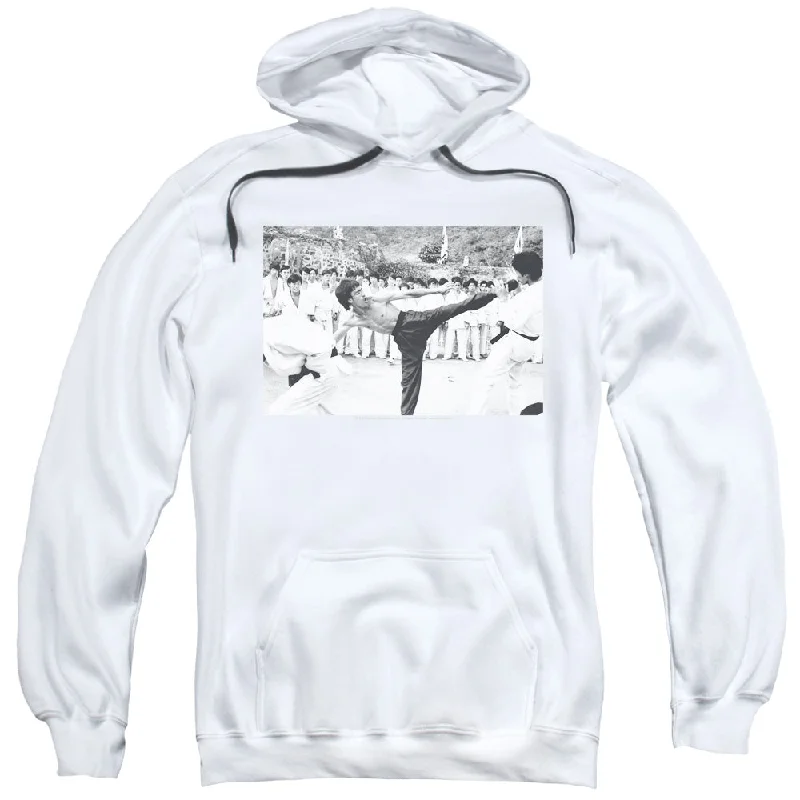 Referral Discount Bruce Lee Hoodie Kick to the Head Photo White Hoody