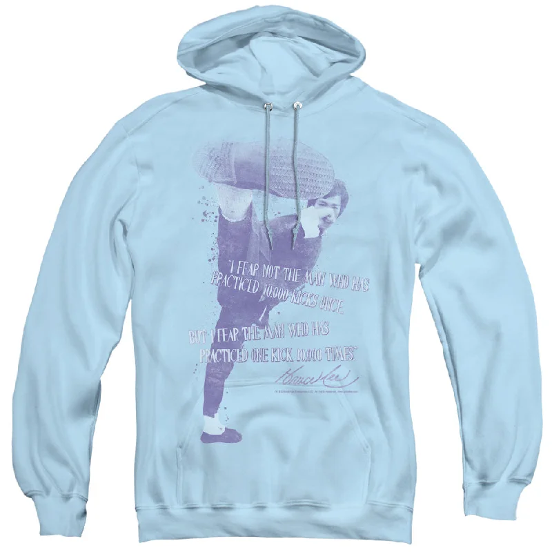 Special Offer Bruce Lee Hoodie One Kick 10,000 Times Light Blue Hoody