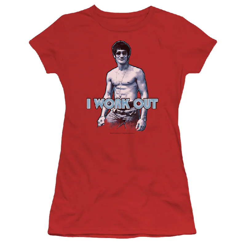 Major Savings Bruce Lee Juniors T-Shirt I Work Out Red Tee
