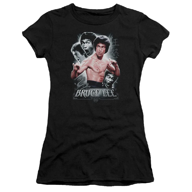 Limited Time Bruce Lee Juniors T-Shirt Inner Fury Collage Black Premium Tee