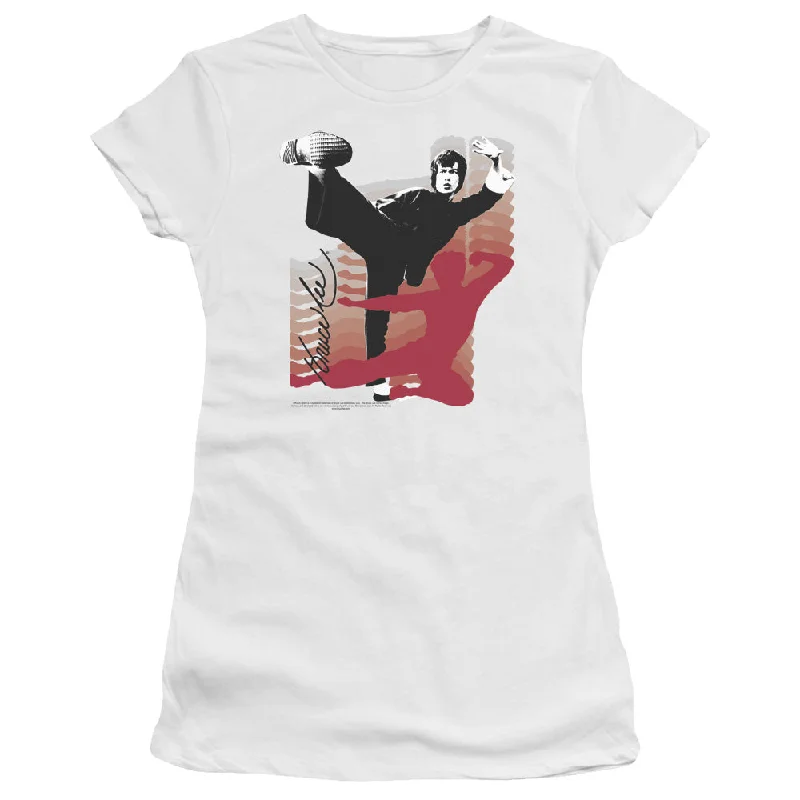 Year-End Sale Bruce Lee Juniors T-Shirt Kick It White Premium Tee