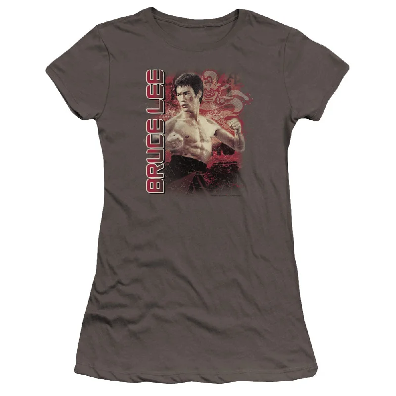 Seasonal Clearance Bruce Lee Juniors T-Shirt Stare Portrait Charcoal Premium Tee