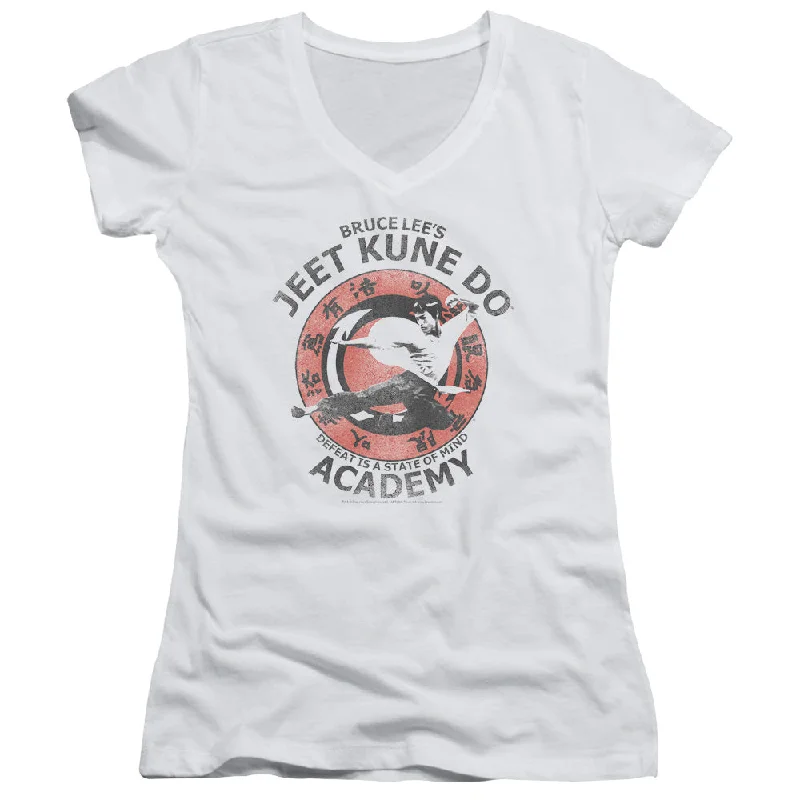 Fantastic Offers Bruce Lee Juniors V-Neck T-Shirt Jeet Kune Do Academy White Tee