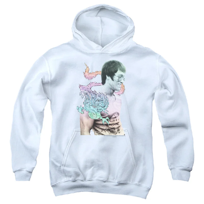Exclusive Access Bruce Lee Kids Hoodie Colorful Dragon Portrait White Hoody