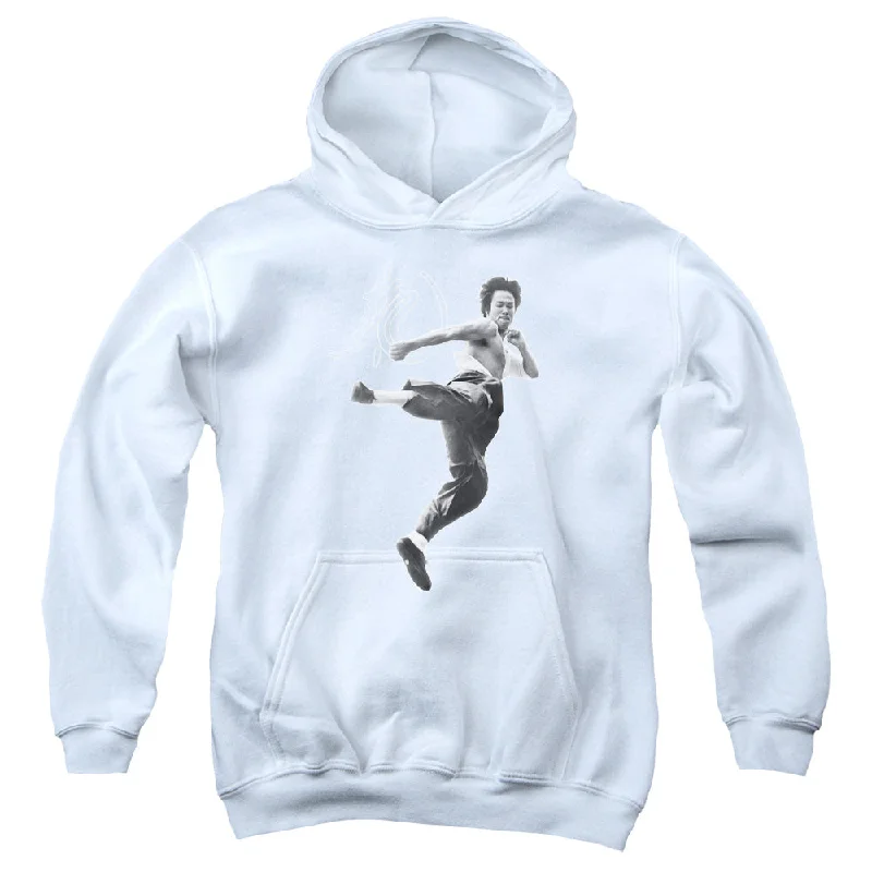 Daily Deals Bruce Lee Kids Hoodie Flying Kick White Hoody