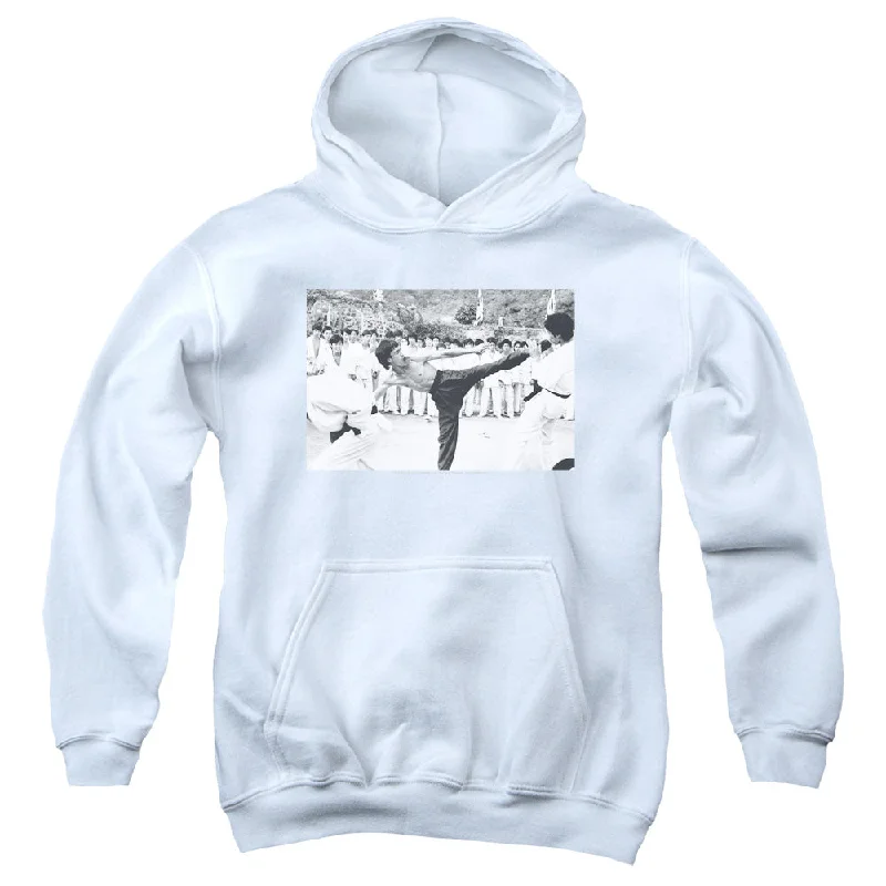 Price Drop Alert Bruce Lee Kids Hoodie Kick to the Head Photo White Hoody