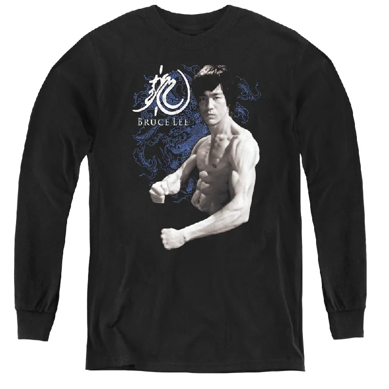 Weekend Special Bruce Lee Kids Long Sleeve Shirt Dragon Stance Black Tee