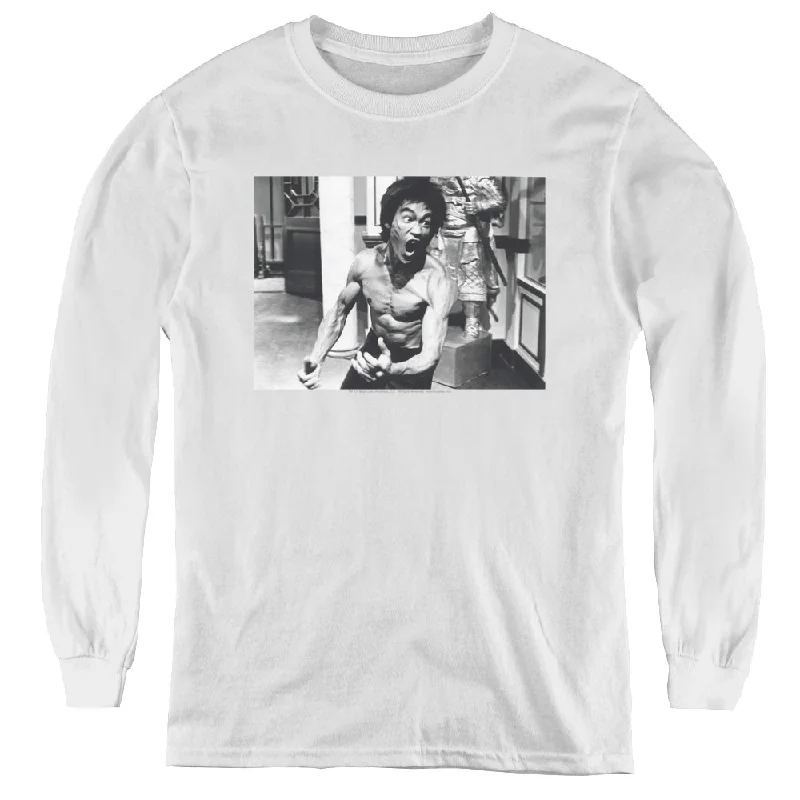 Super Deal Bruce Lee Kids Long Sleeve Shirt Full of Fury White Tee