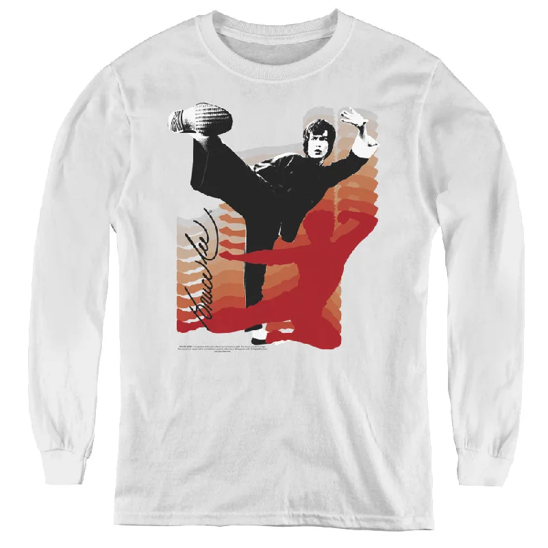 Special Buy Bruce Lee Kids Long Sleeve Shirt Kick It White Tee