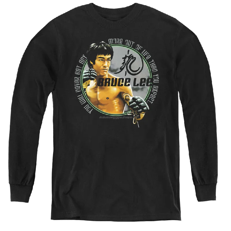 Weekend Deal Bruce Lee Kids Long Sleeve Shirt Never Get More Out Of Life Black Tee