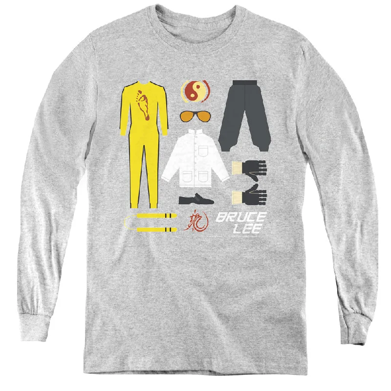Final Markdown Bruce Lee Kids Long Sleeve Shirt Signature Items Athletic Heather Tee