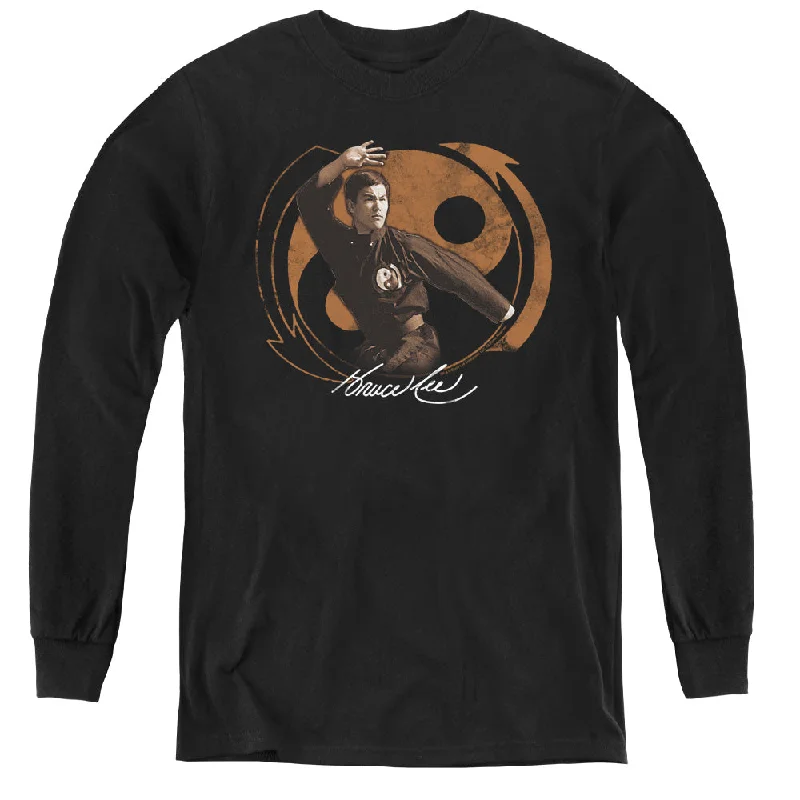 Crazy Deals Bruce Lee Kids Long Sleeve Shirt Yin Yang Black Tee