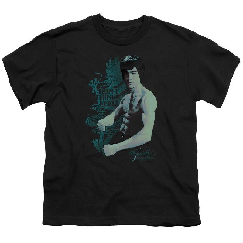 Huge Savings Bruce Lee Kids T-Shirt Don't Think Feel Black Tee