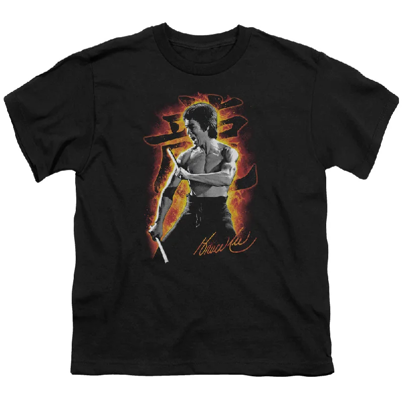 Clearance Sale Bruce Lee Kids T-Shirt Fire Black Tee
