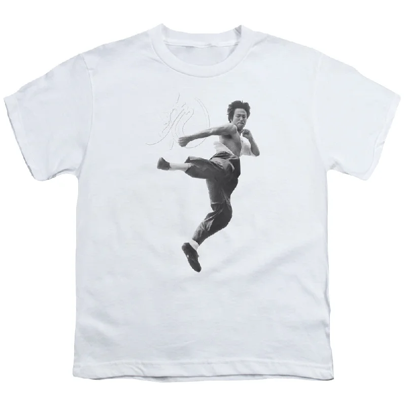 Exclusive Savings Bruce Lee Kids T-Shirt Flying Kick White Tee