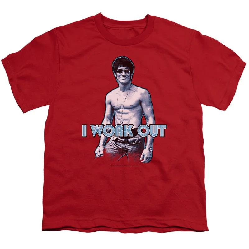 Price Rollback Bruce Lee Kids T-Shirt I Work Out Red Tee