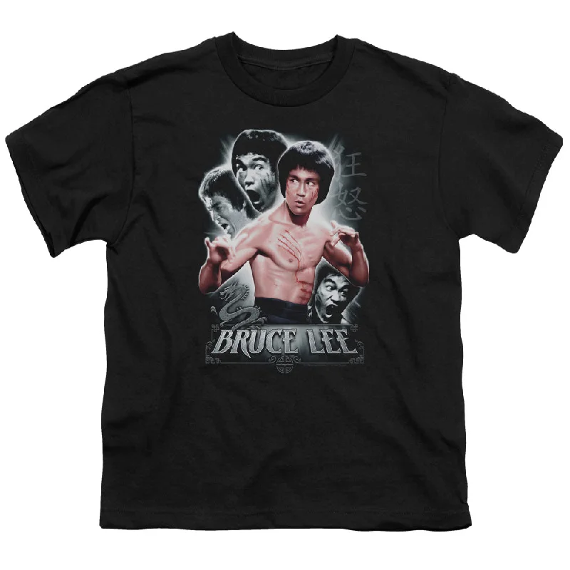 Can't Miss Bruce Lee Kids T-Shirt Inner Fury Collage Black Tee