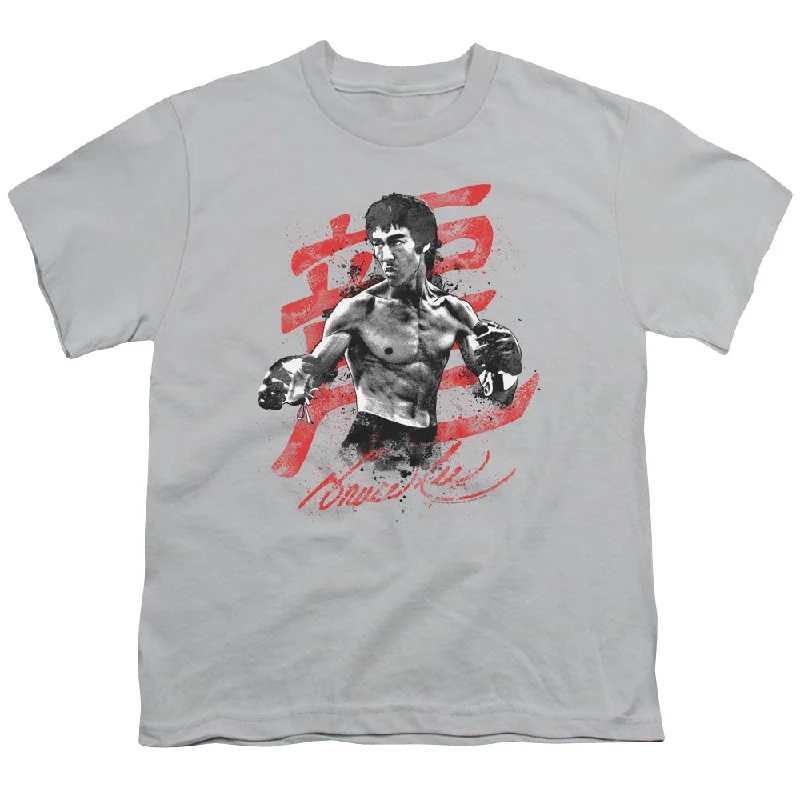 Final Sale Bruce Lee Kids T-Shirt Splatter Silver Tee