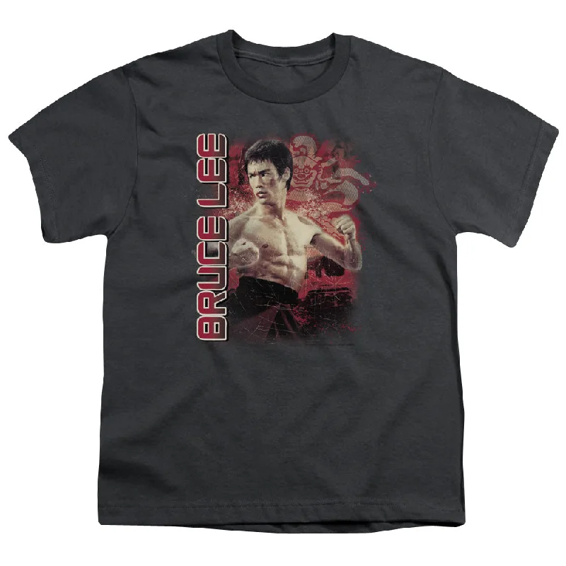 Deal Zone Bruce Lee Kids T-Shirt Stare Portrait Charcoal Tee