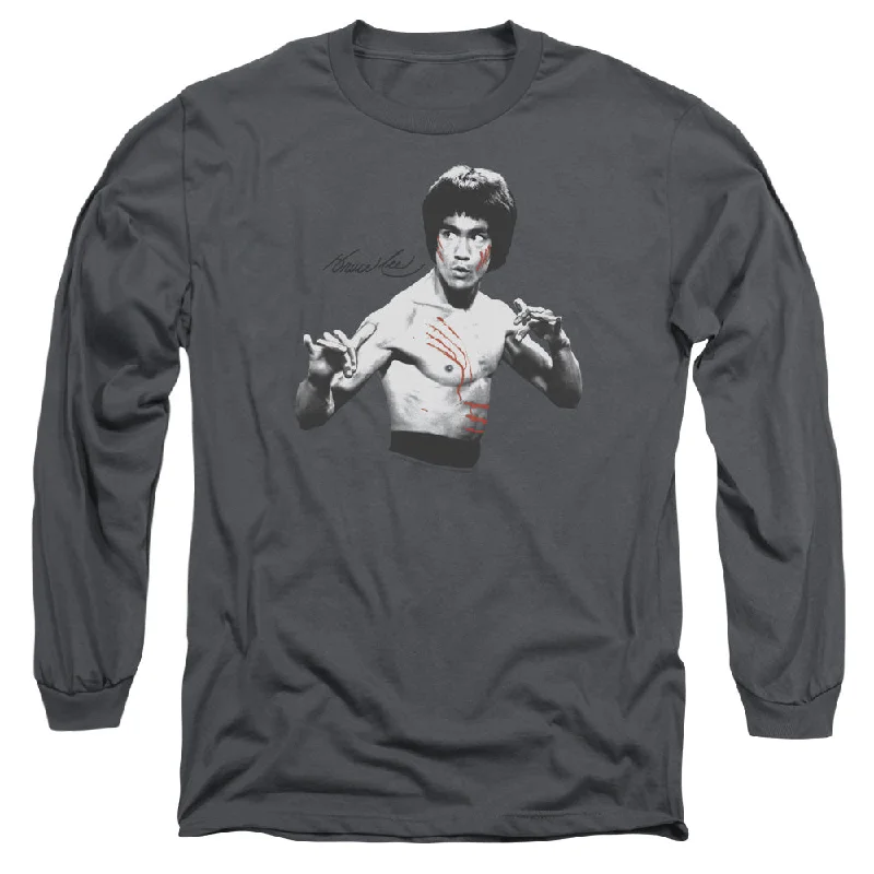 Limited Time Bruce Lee Long Sleeve T-Shirt Confrontation Stance Charcoal Tee