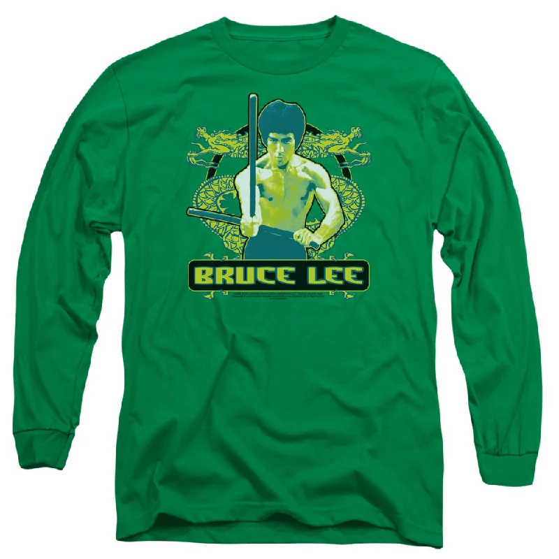 Fantastic Offers Bruce Lee Long Sleeve T-Shirt Double Dragons Kelly Tee