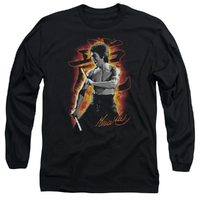 Price Rollback Bruce Lee Long Sleeve T-Shirt Fire Black Tee