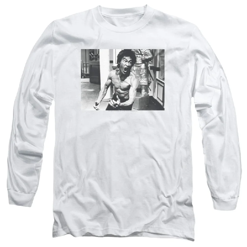 Major Savings Bruce Lee Long Sleeve T-Shirt Full of Fury White Tee