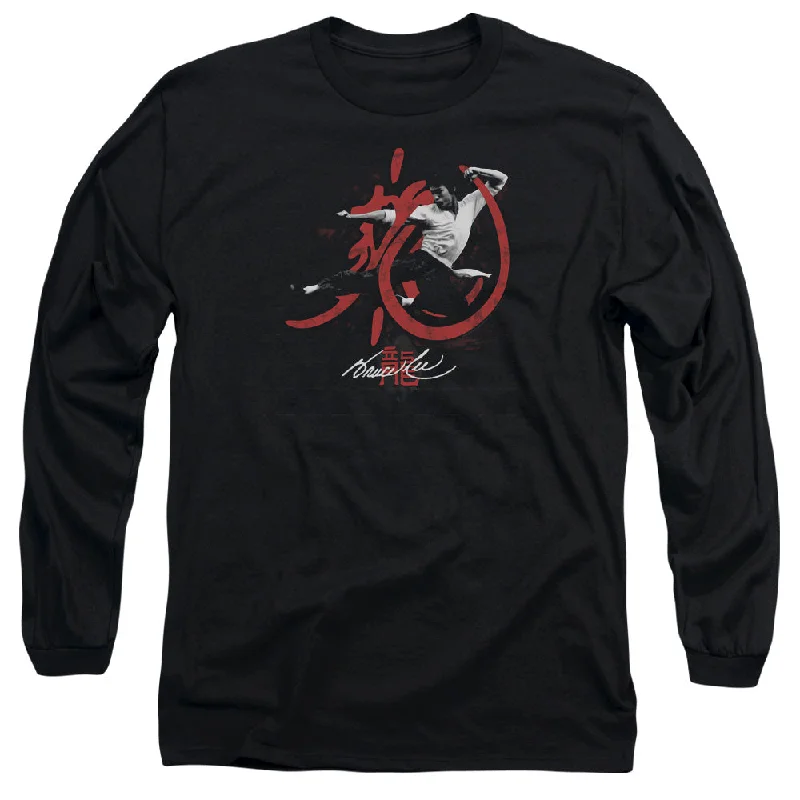 Savings Spectacular Bruce Lee Long Sleeve T-Shirt High Flying Black Tee