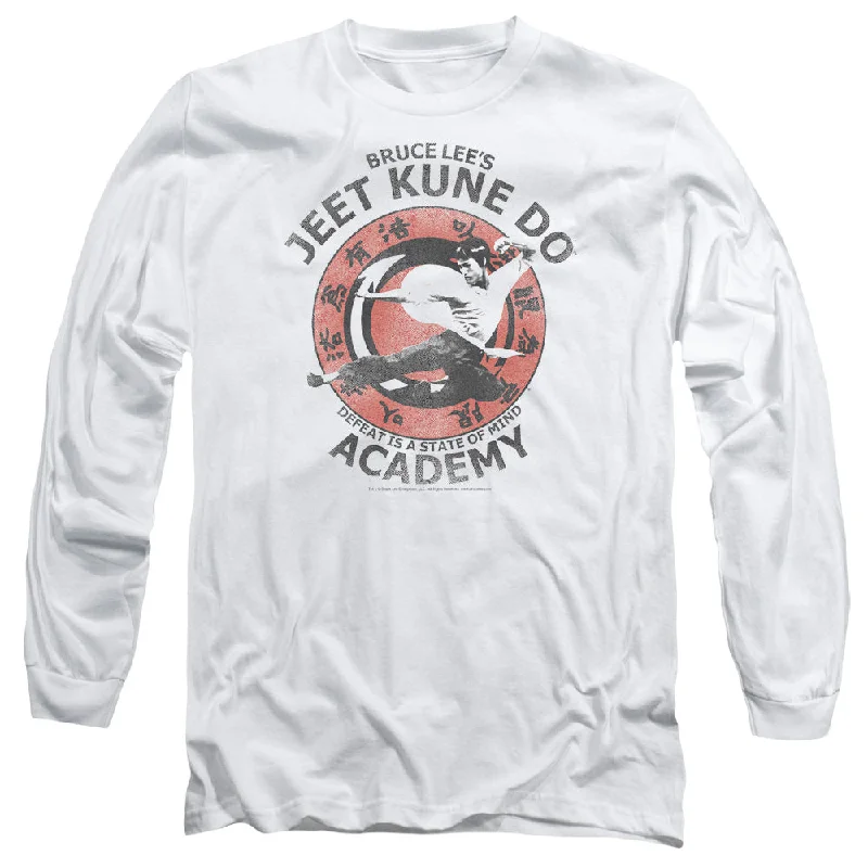 Final Clearance Bruce Lee Long Sleeve T-Shirt Jeet Kune Do Academy White Tee