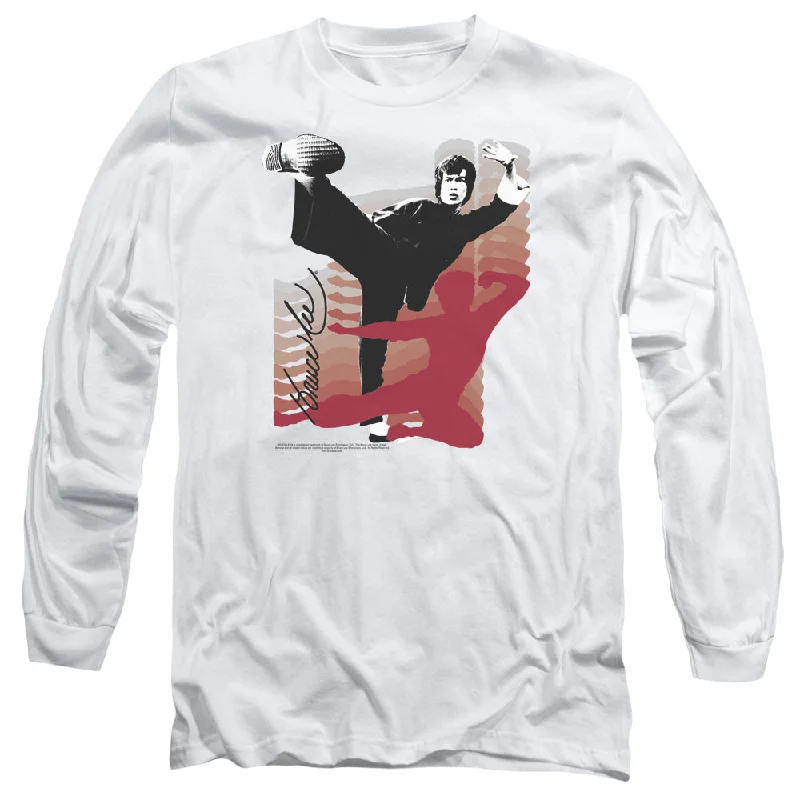 Lowest Price Bruce Lee Long Sleeve T-Shirt Kick It White Tee