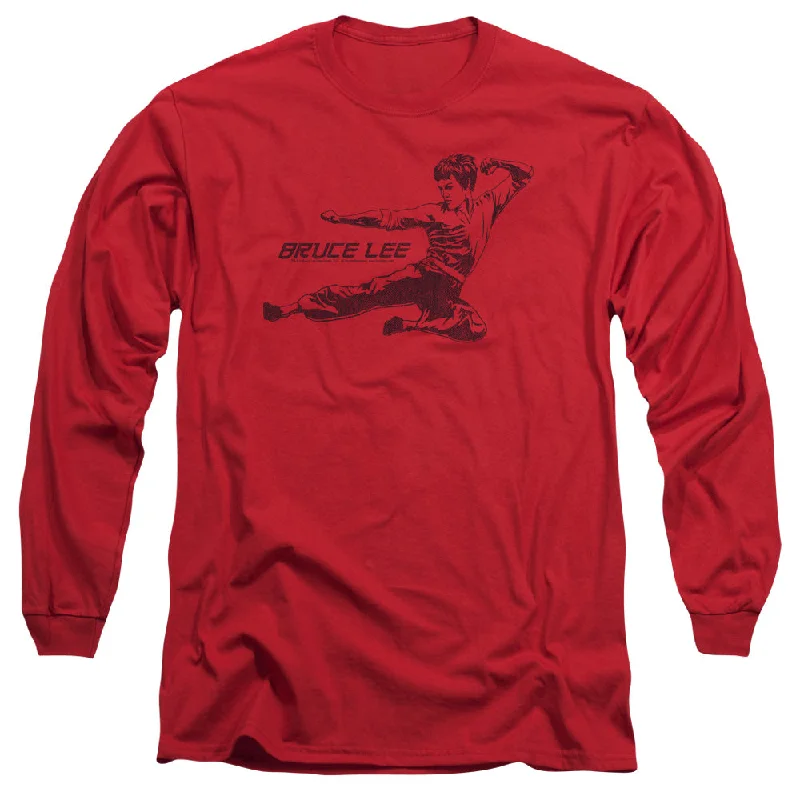 Now or Never Bruce Lee Long Sleeve T-Shirt Line Kick Red Tee