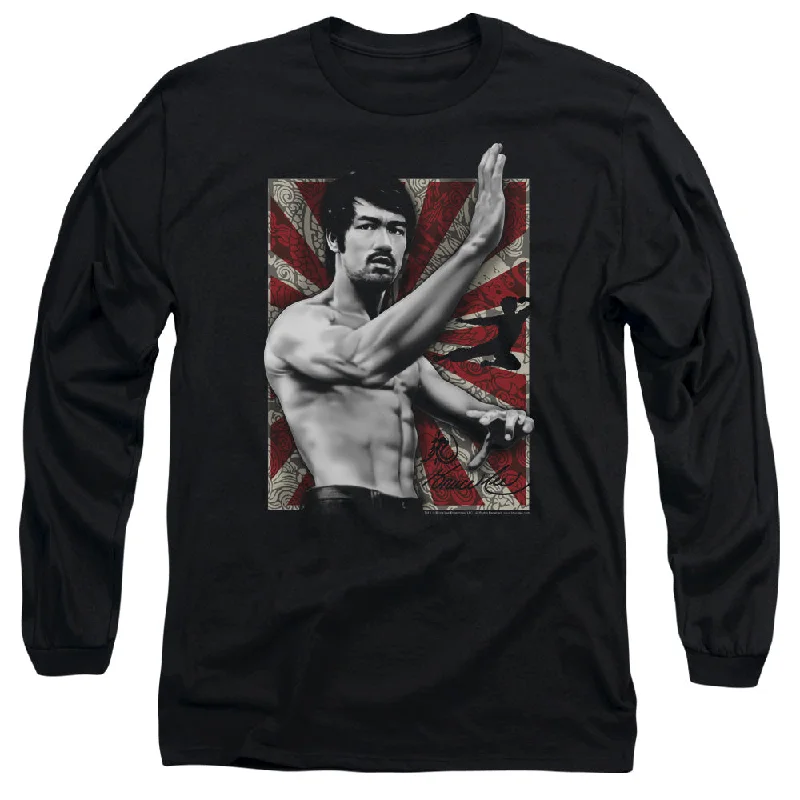 Bargain Prices Bruce Lee Long Sleeve T-Shirt Stance Portrait Black Tee
