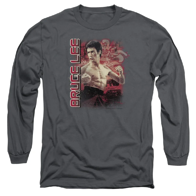 Get It Before It’s Gone Bruce Lee Long Sleeve T-Shirt Stare Portrait Charcoal Tee