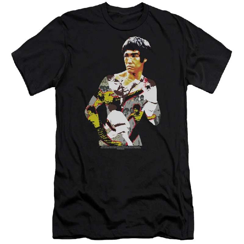 Price Blitz Bruce Lee Premium Canvas T-Shirt Body Collage Black Tee